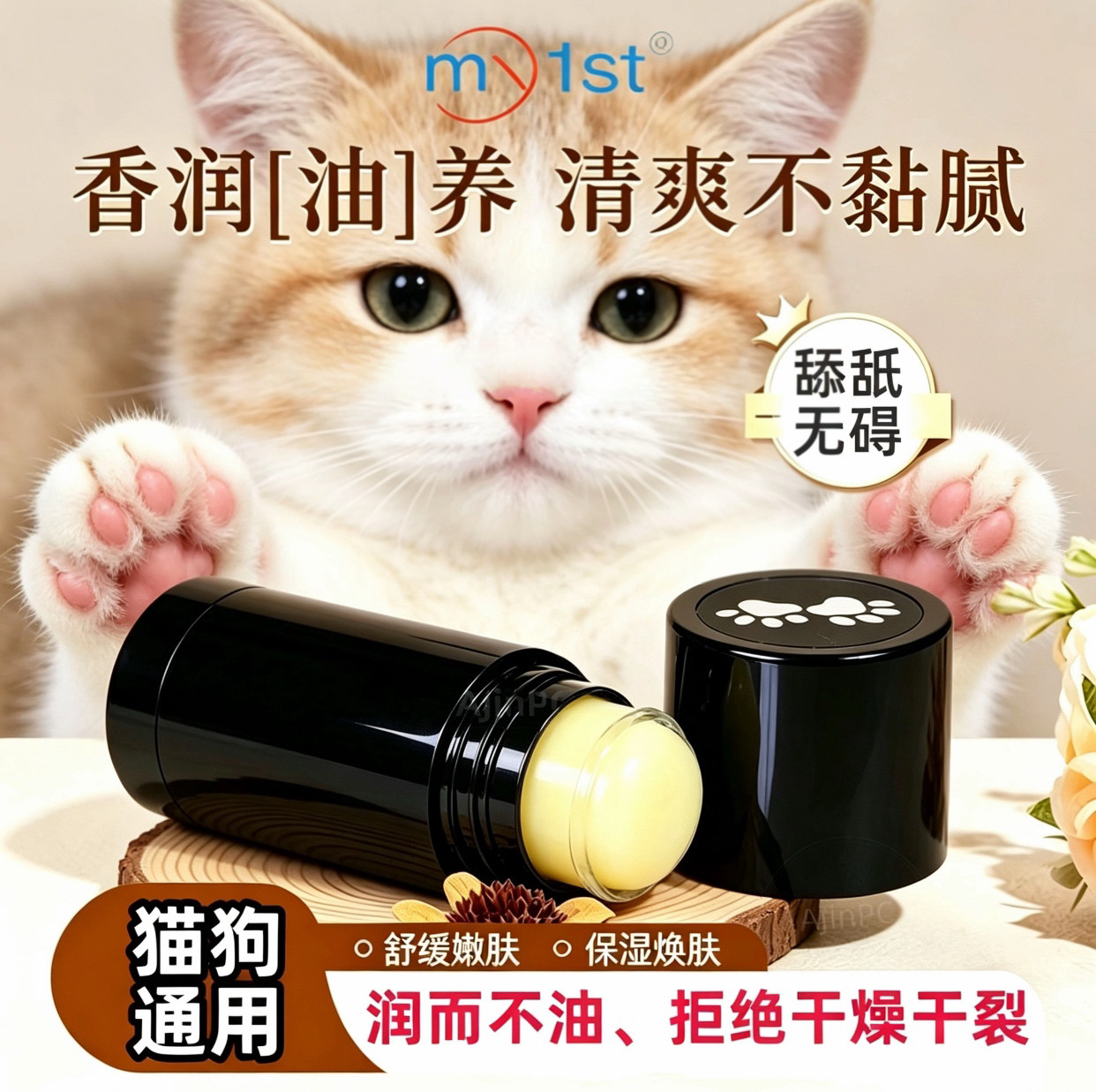 宠物精油护爪膏猫狗通用脚掌防干裂滋润保湿润足棒鼻头温和护理膏