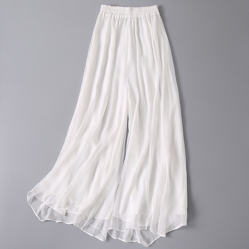 春夏文艺松紧腰阔腿裤女