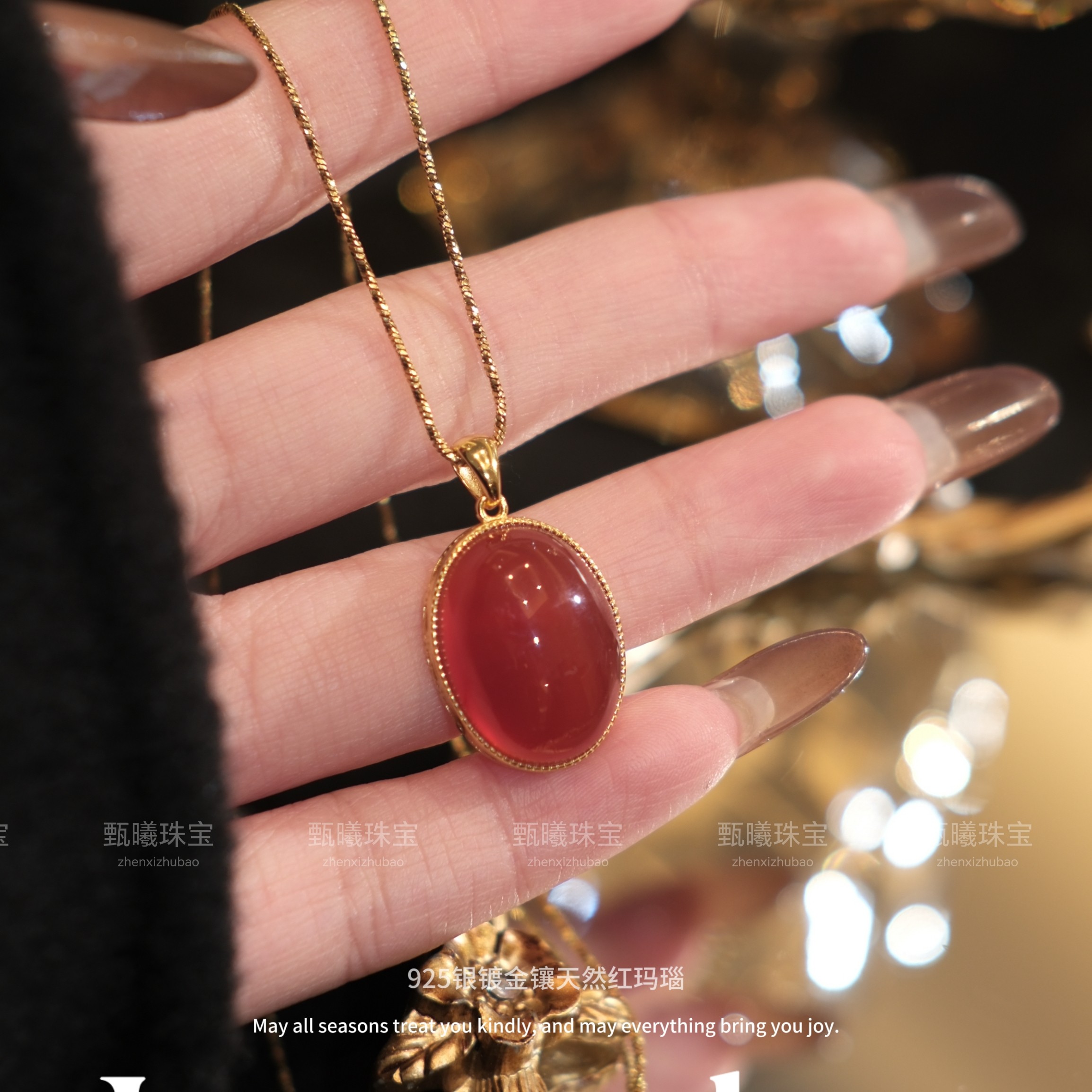 甄曦原创天然红玛瑙项链戒指耳环女新中式显白本命年送女友闺蜜,饰品/流行首饰/时尚饰品新,银饰项链,淘宝优惠券,粉丝福利购,淘宝优惠卷