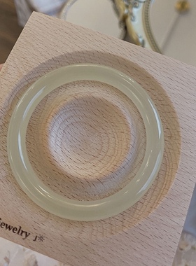 新疆天然正品和田玉圆条手镯女