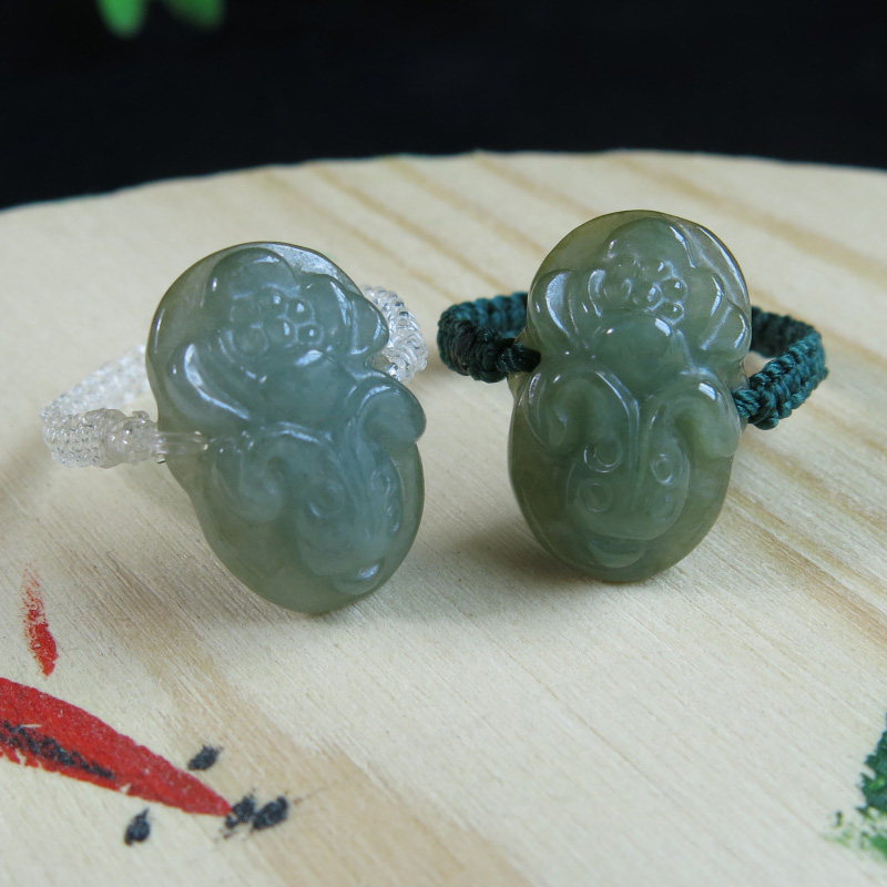 玉戒指女款对简约对戒学生款翡翠白菜编织红绳情侣个性食指双十一