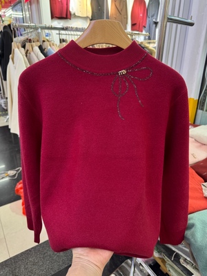 烫钻半高领针织打底衫