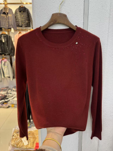 丝光羊毛针织衫 休闲小衫 圆领套头简约基础款 百搭妈妈装 毛线衫 春季