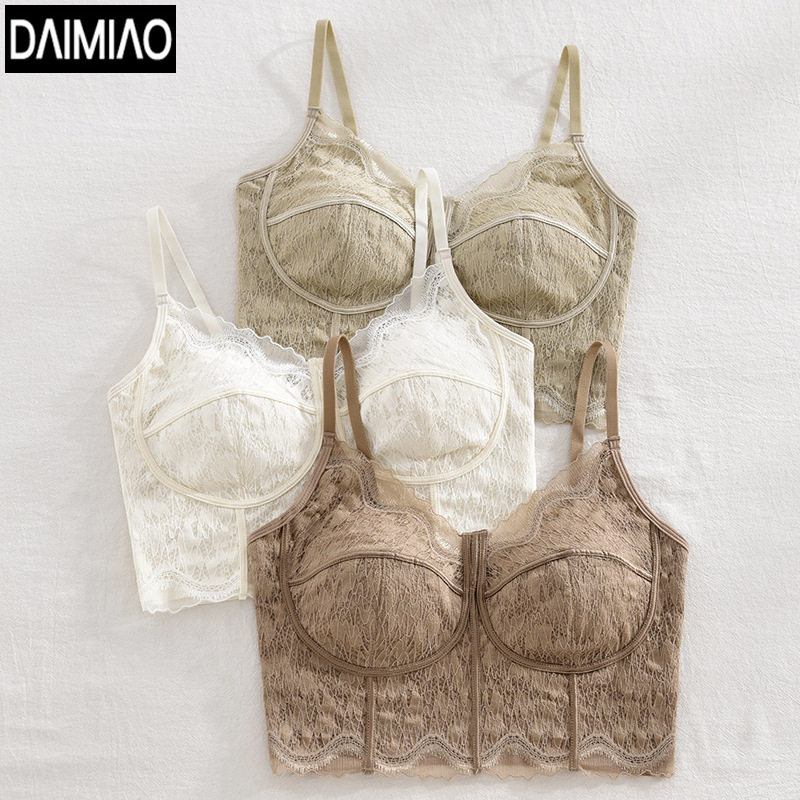 春新款法式蕾丝内衣女文胸吊带一体带胸垫内搭打底鱼骨美背固定杯,女士内衣/男士内衣/家居服,保暖背心,淘宝优惠券,粉丝福利购,淘宝优惠卷