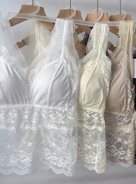 20579宽带蕾丝吊带背心缎面分号潮一体杯内衣文胸