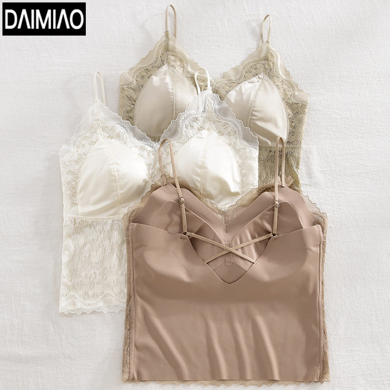 春新款法式蕾丝内衣女文胸吊带一体带胸垫内搭性感交叉美背固定杯,女士内衣/男士内衣/家居服,保暖背心,淘宝优惠券,粉丝福利购,淘宝优惠卷