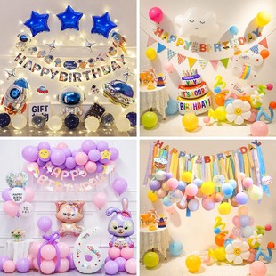 儿童男孩女孩生日派对装扮气球套装聚会铝膜装饰布置气球送打气桶