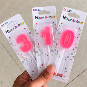 [花样烘焙]小号棒签粉色0-9数字蜡烛 生日蜡烛 蛋糕装饰蜡烛