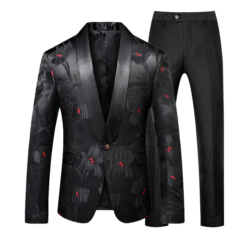 外贸长期供货大码修身休闲结婚花礼服装男两件套套装90080*P300,男装西服套装,星座103C（原1616-1）