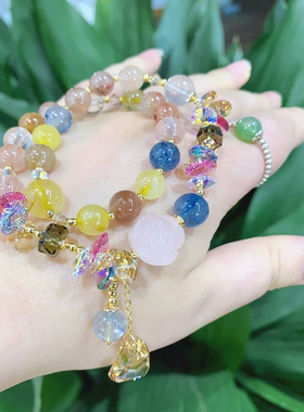 彩幽灵天然水晶配奥地利水晶手串