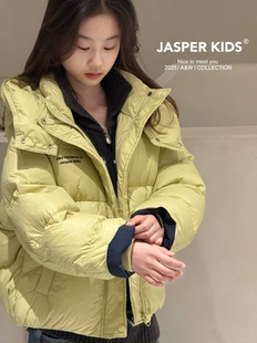 儿童韩版 2025冬装 羽绒服中大童连帽外套亲子潮 波拉童装 Jasper正版