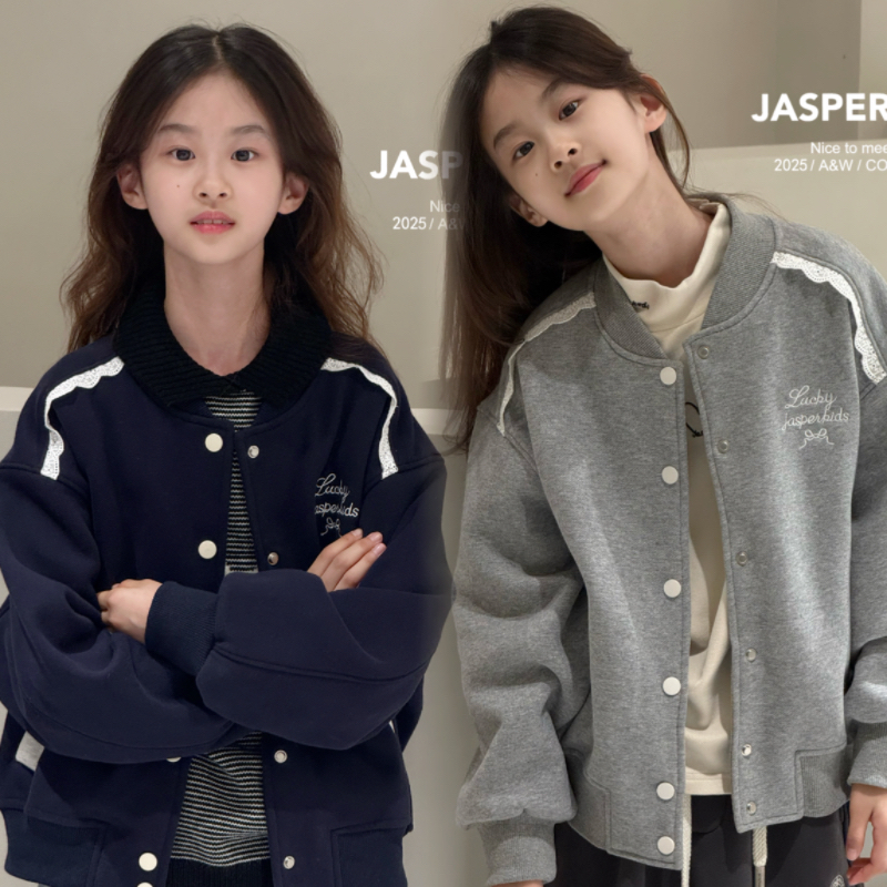 JASPER正版2025冬款波拉儿童韩版加绒棒球服外套中大童棉衣潮亲子