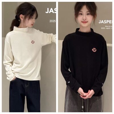 JASPER正版波拉童装2025冬装儿童韩版德绒打底衫中大童上衣亲子潮