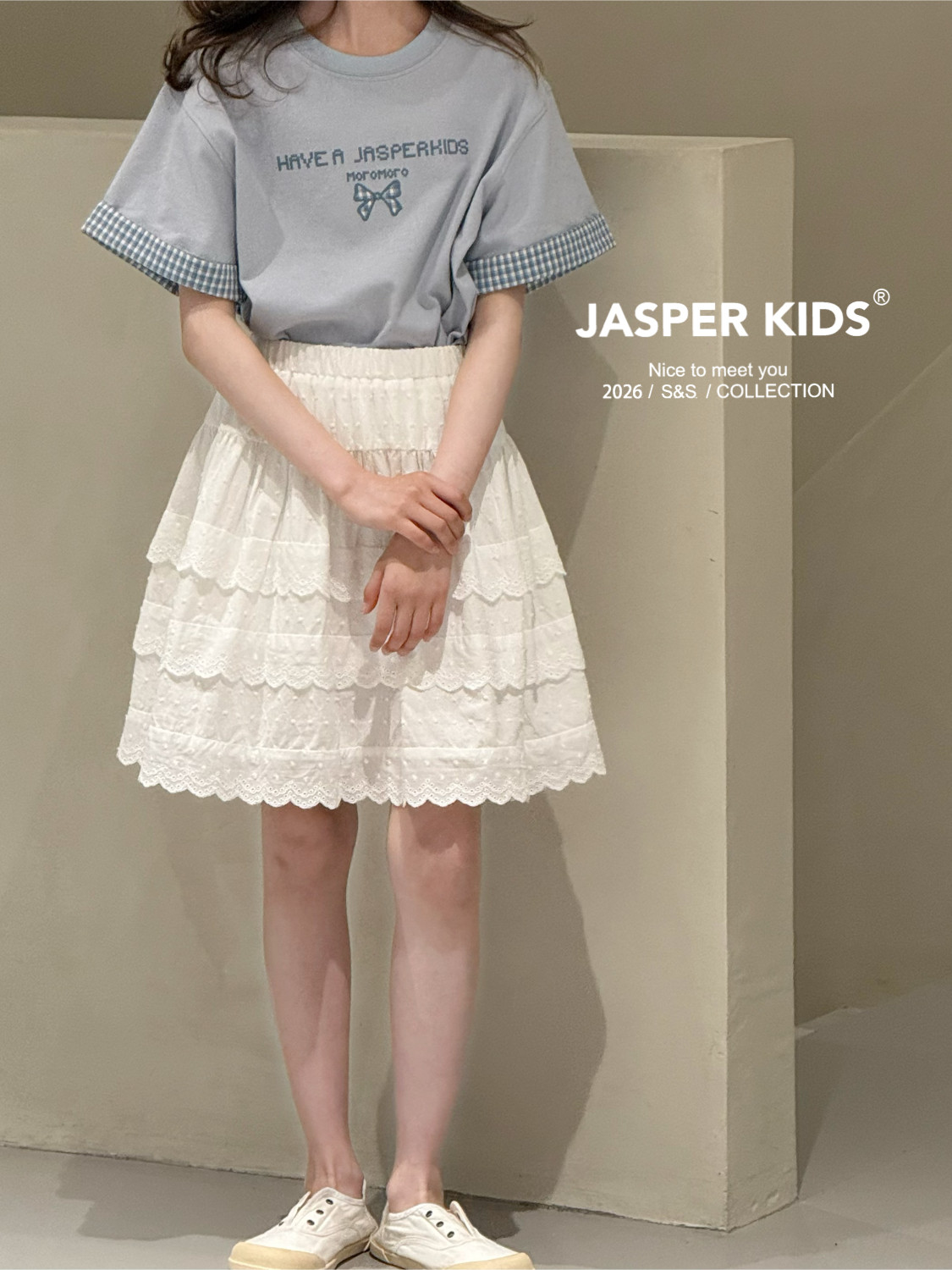 JASPER韩国波拉童装2026夏装女童韩版短裙中大童百搭蛋糕裙裤亲子