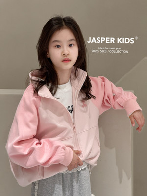 JASPER正版波拉韩国童装2025春儿童休闲外套中大童拉链卫衣开衫潮