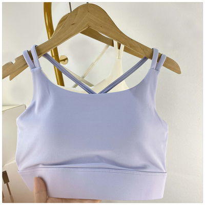 细肩带一体杯运动内衣吊带美背瑜伽背心带胸垫健身文胸