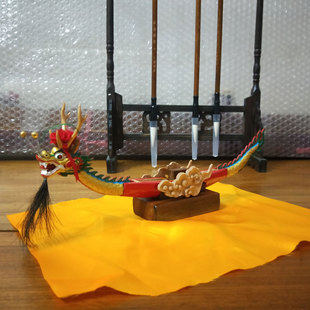 非遗手办龙舟模型实木龙船雕刻车载摆件 纪念工艺品手工龙头