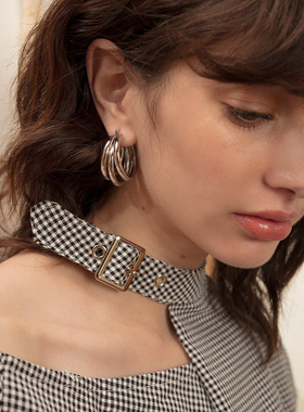 pixiemarket欧美简约百搭复古耳环三环耳圈C型半圈耳坠圆环女潮