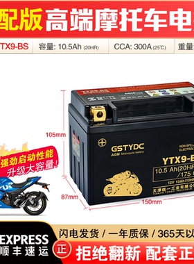 YTX9-BS铃木250三阳KTM贝纳利钱江赛闪追骁鸿250 650 500 300电瓶