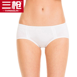 三枪舒木尔竹纤维女士无痕蕾丝低腰三角内裤打底贴身短裤女 40382