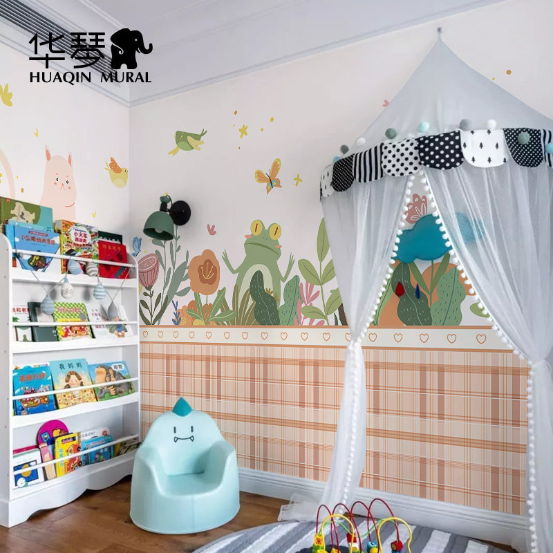 北欧卡通动物欧式美式儿童房卧室背景墙壁纸壁布无缝墙布壁画定制,家装主材,定制壁画,淘宝优惠券,粉丝福利购,淘宝优惠卷
