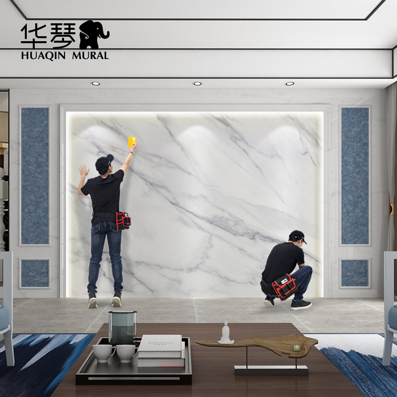 仿大理石纹背景墙壁布免费安装