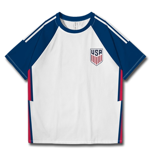 美国USA世界杯足球国家队球衣球迷大码速干T恤男女短t夏潮设 无界
