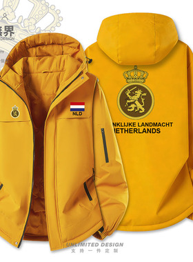 荷兰Netherlands国家陆军加厚棉服男女军迷潮印花棉衣外套设 无界