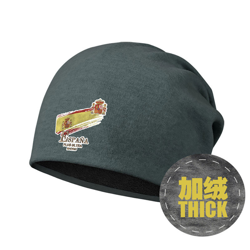 西班牙马德里国旗标志加绒棉帽男女帽子围脖冬包头帽0010设 无界