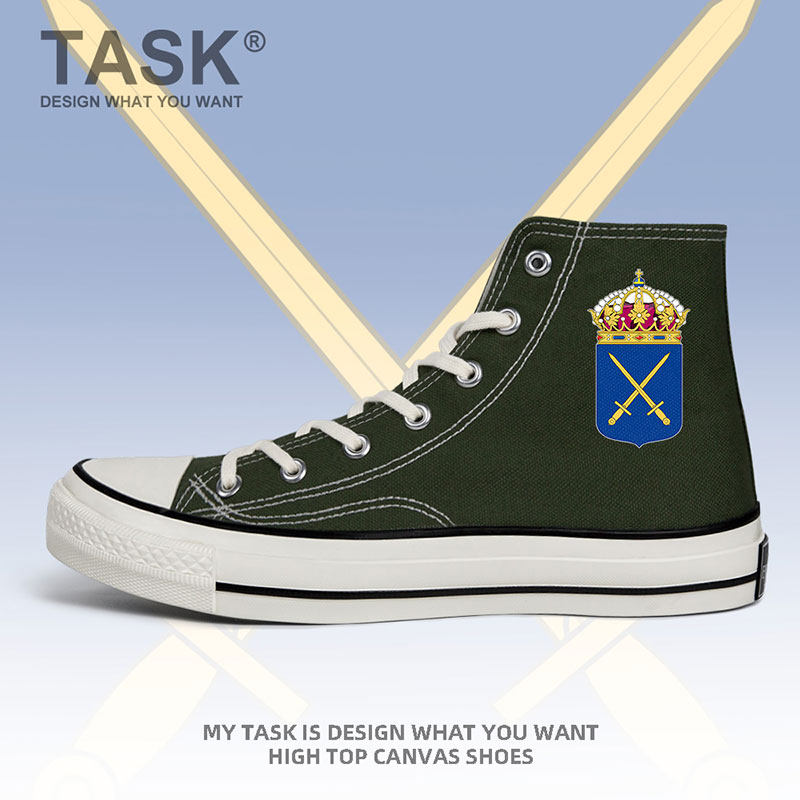 瑞典sweden陆军高帮帆布鞋男女板鞋军迷新款新款国家系带设 无界