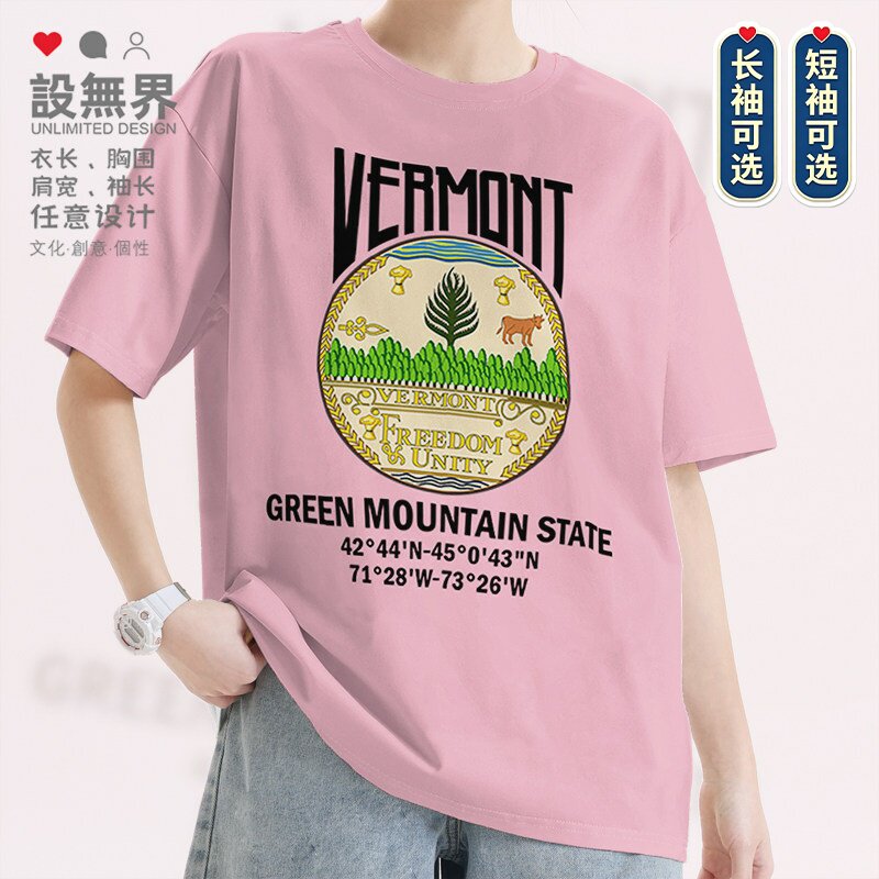 美国洲徽Vermont佛蒙特州短袖T恤图片