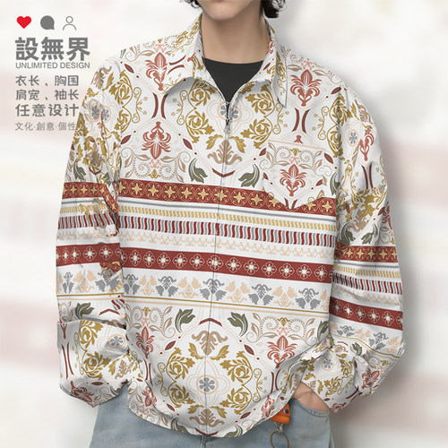 少数民族仫佬族纳西族花长袖衬衫