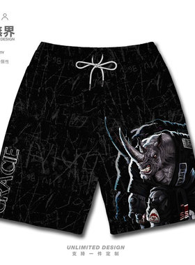 巴西柔术服犀牛武术动物大码运动短裤男装女装裤子夏0010设 无界