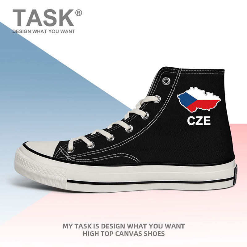 捷克czechia高帮帆布鞋男女国家地图板鞋夏休闲透气学生潮设 无界