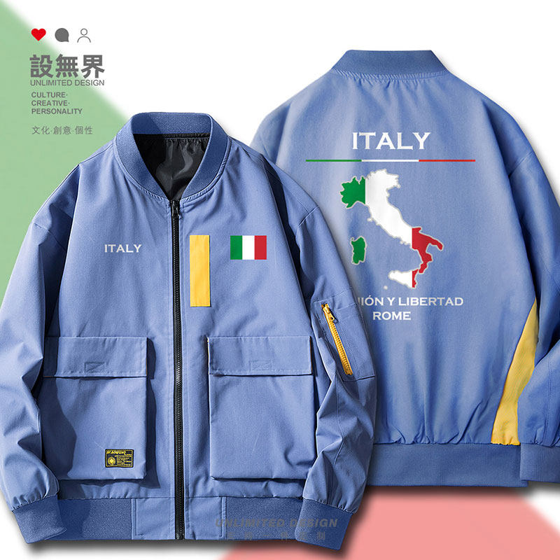 意大利italy休闲薄款夹克外套男女国家地图棒球服秋工设 无界