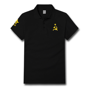 前苏联CCCP苏维埃社会主义镰刀红星翻领polo衫短袖T恤男夏设 无界