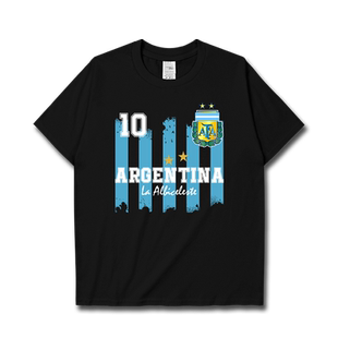 阿根廷Argentina纯棉短袖T恤男女世界杯足球国家队服夏装设 无界