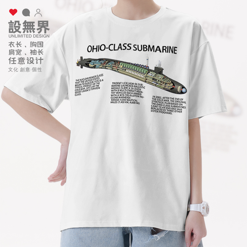 美国核动力俄亥俄级核潜艇三T恤