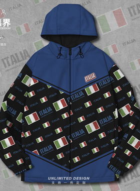 意大利Italy国旗徽章夹克棉服男女立领定制加厚秋棉衣外套设 无界