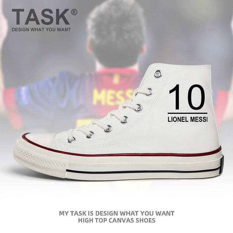 梅西messi巴萨巴塞罗那阿根廷高帮帆布鞋男女夏青少年板鞋设 无界