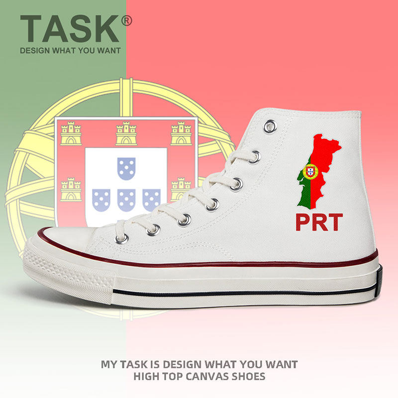 葡萄牙portugal高帮帆布鞋男女国家地图鞋子硫化鞋学生潮设 无界