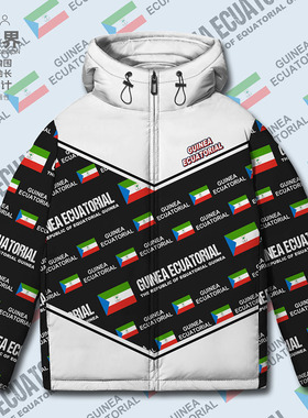 赤道几内亚Equatorial Guinea国家国旗连帽羽绒服男女外套设 无界
