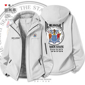 美国洲徽Nwe Jersey新泽西州加厚棉服男女潮印花棉袄外套设 无界