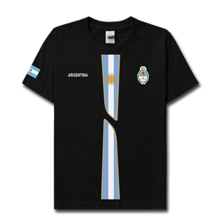 阿根廷Argentina 纯棉短袖T恤男 世界杯足球国家队训练服设 无界