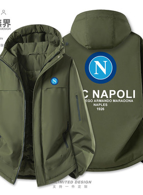 那不勒斯Napoli意甲加厚棉服男女足球球迷定制棉袄外套冬设 无界