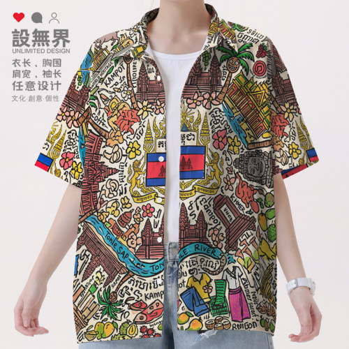 柬埔寨吴哥古迹东南亚旅行打衬衫