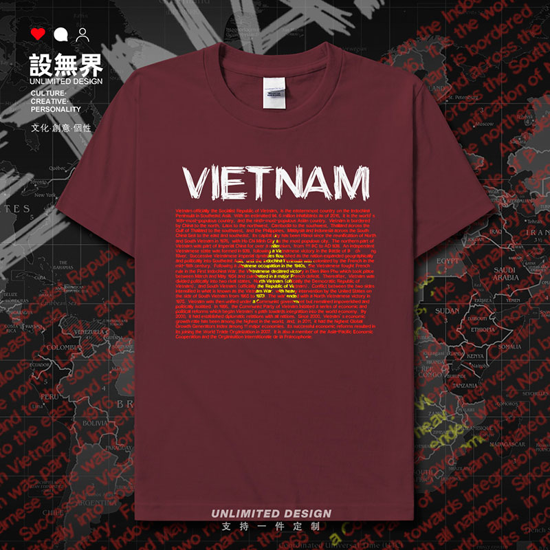 越南VietNam印花国家足论短袖T恤