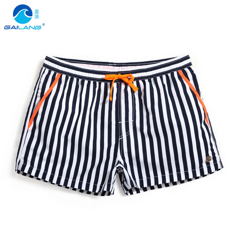 盖浪速干运动短裤竖条纹三角网眼内衬沙滩裤男宽松三分裤温泉泳裤