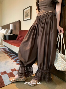 HOLDER ME 蕾丝拼接阔腿灯笼裤2026新款春季宽松显瘦百搭长裤5613