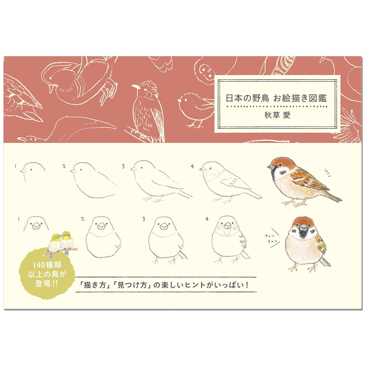 日本の野鳥 お絵描き図鑑 可爱野鸟绘画图鉴 秋草 愛